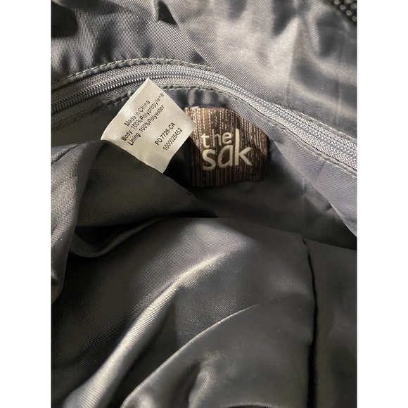 The Sak Crochet Knit Bag Black Bucket Zip Top Handbag Purse Satchel Hobo - Picture 4 of 5